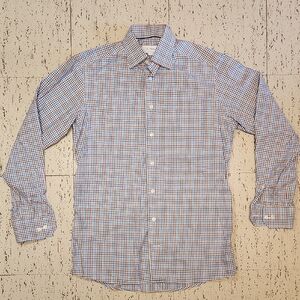 Eton Contemporary Checkered Multi Colored Long Sleeve Button Down Dress Shirt